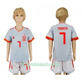 Camisolas de futebol Espanha Morata 7 Criança Equipamento Alternativa Copa do Mundo 2018 Manga Curta